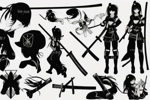 soldier anime girl with katana tattoo idea