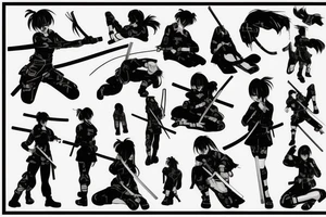soldier anime girl with katana tattoo idea