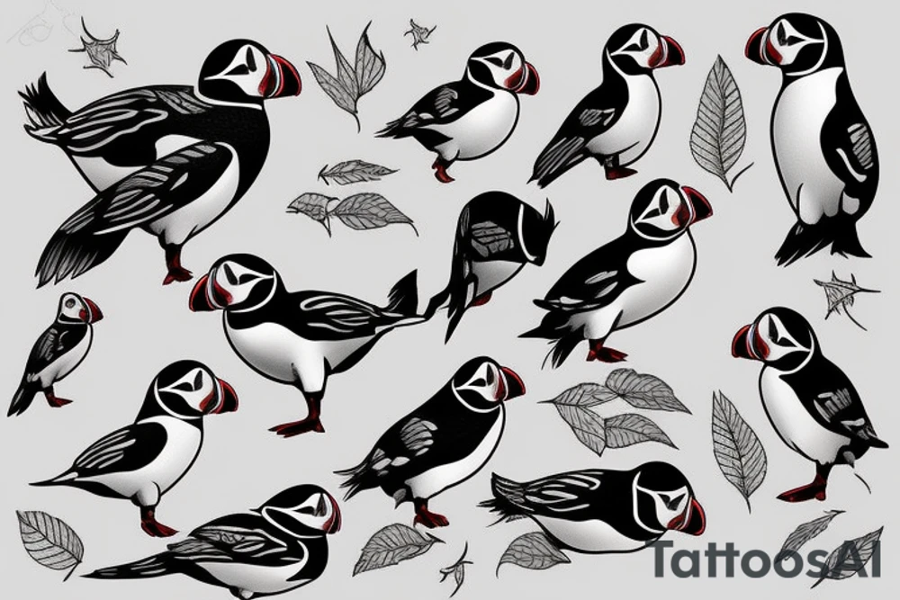 Puffin flying tattoo idea