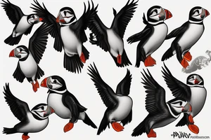 Puffin flying tattoo idea