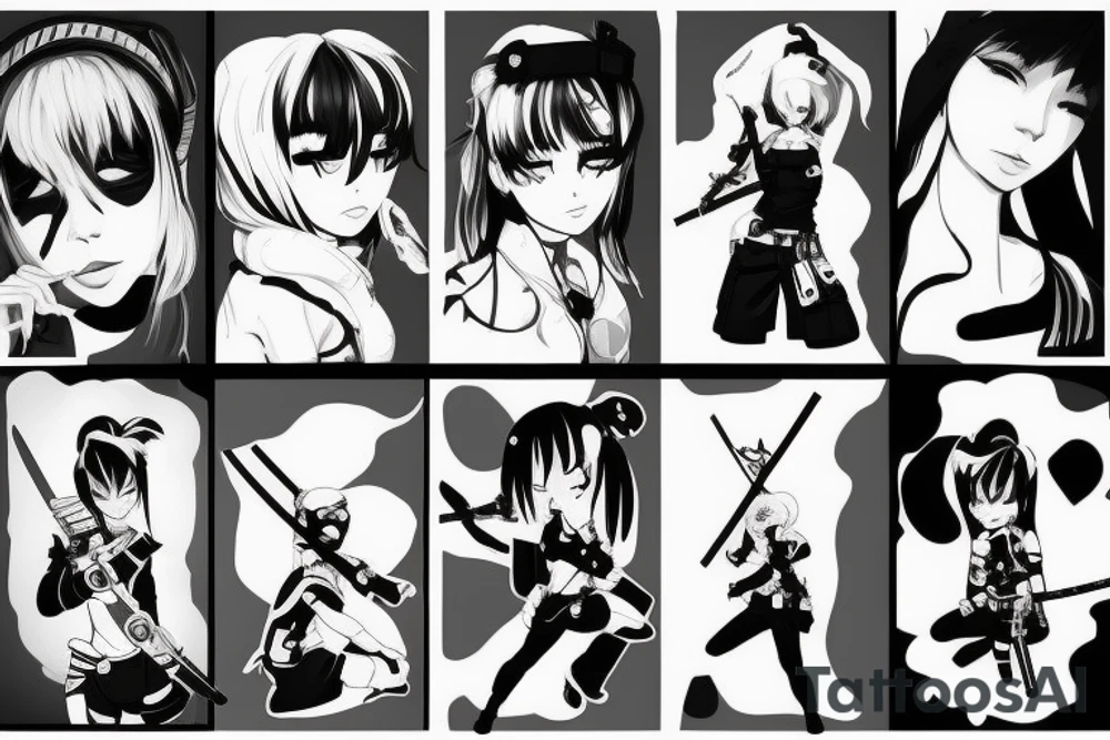 soldier anime girl with katana tattoo idea