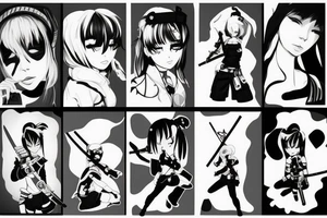 soldier anime girl with katana tattoo idea