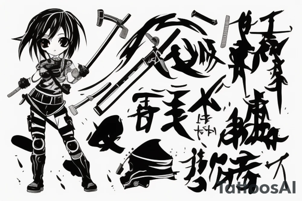 soldier anime girl with katana with effect tattoo idea soldier anime girl with katana with effect tattoo idea