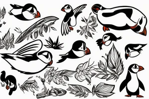 Puffin flying tattoo idea