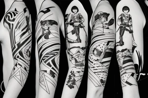 soldier anime girl with katana with effect tattoo idea