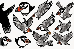 Puffin flying tattoo idea