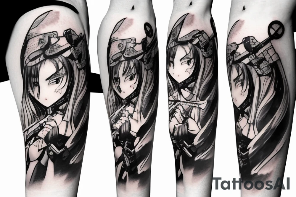 soldier anime girl with katana with effect tattoo idea soldier anime girl with katana with effect tattoo idea