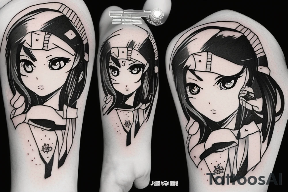 soldier anime girl with katana with effect tattoo idea soldier anime girl with katana with effect tattoo idea
