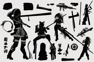 russian soldier anime girl with katana tattoo idea