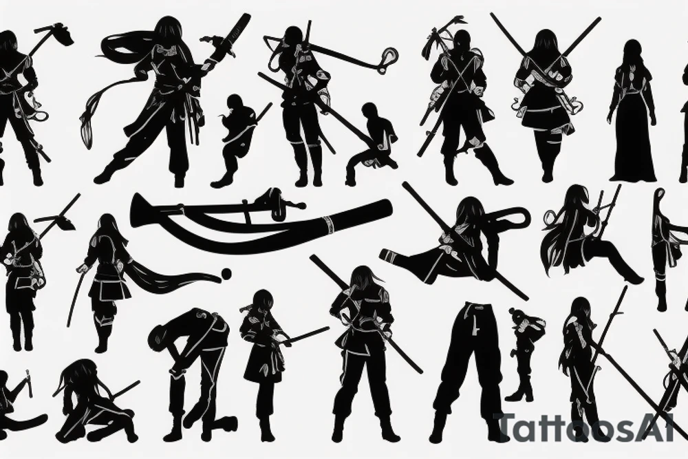 russian soldier anime girl with katana tattoo idea