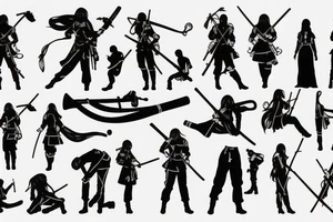 russian soldier anime girl with katana tattoo idea