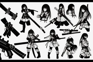 russian soldier anime girl with katana tattoo idea