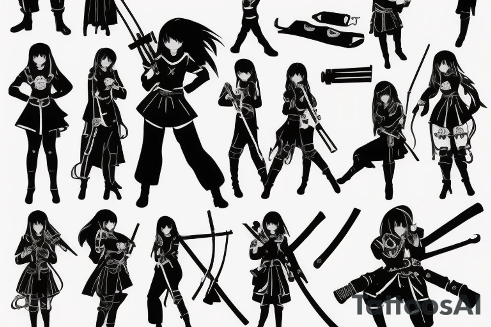 russian soldier anime girl with katana tattoo idea