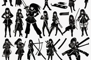 russian soldier anime girl with katana tattoo idea