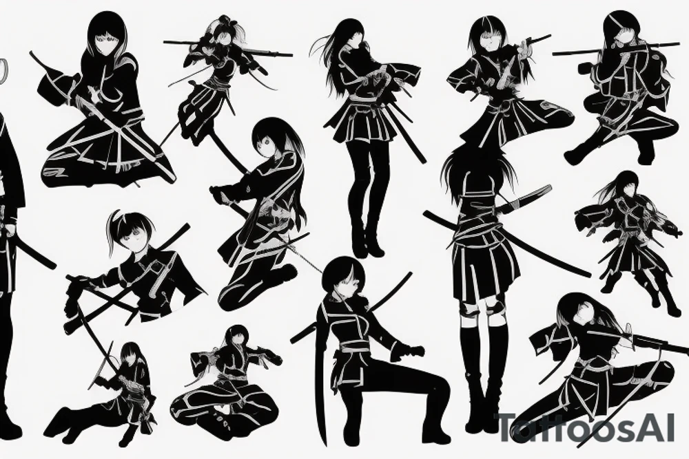 russian soldier anime girl with katana tattoo idea
