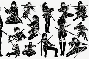 russian soldier anime girl with katana tattoo idea