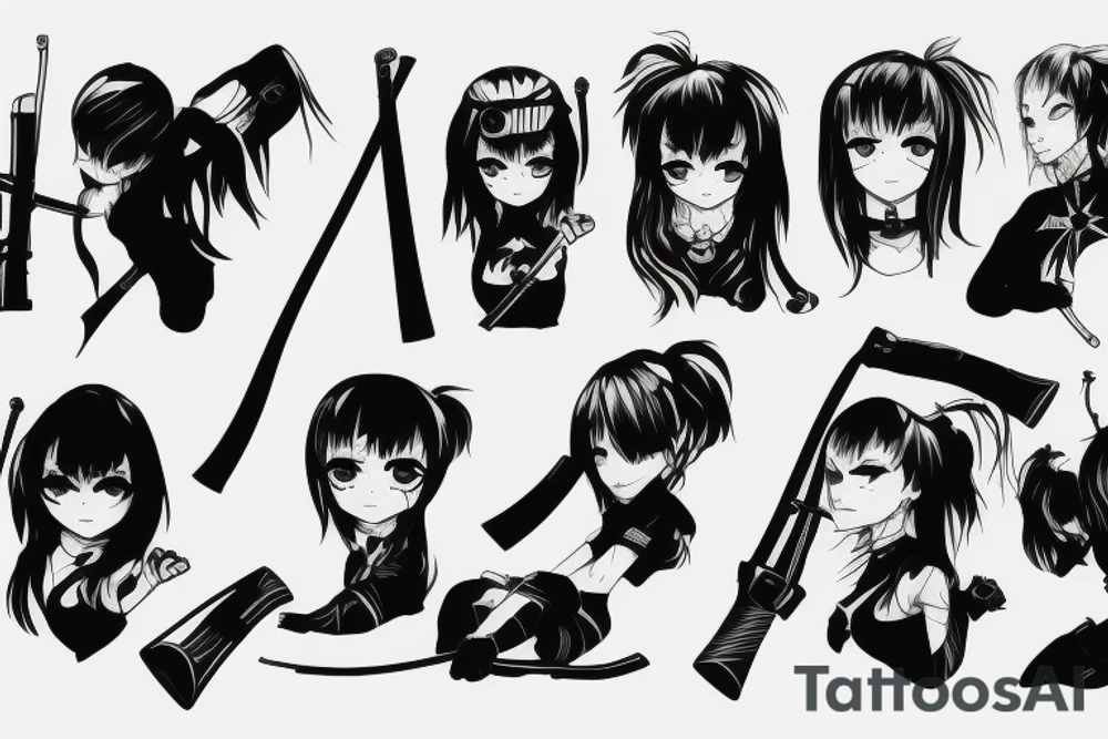 russian soldier anime girl with katana tattoo idea