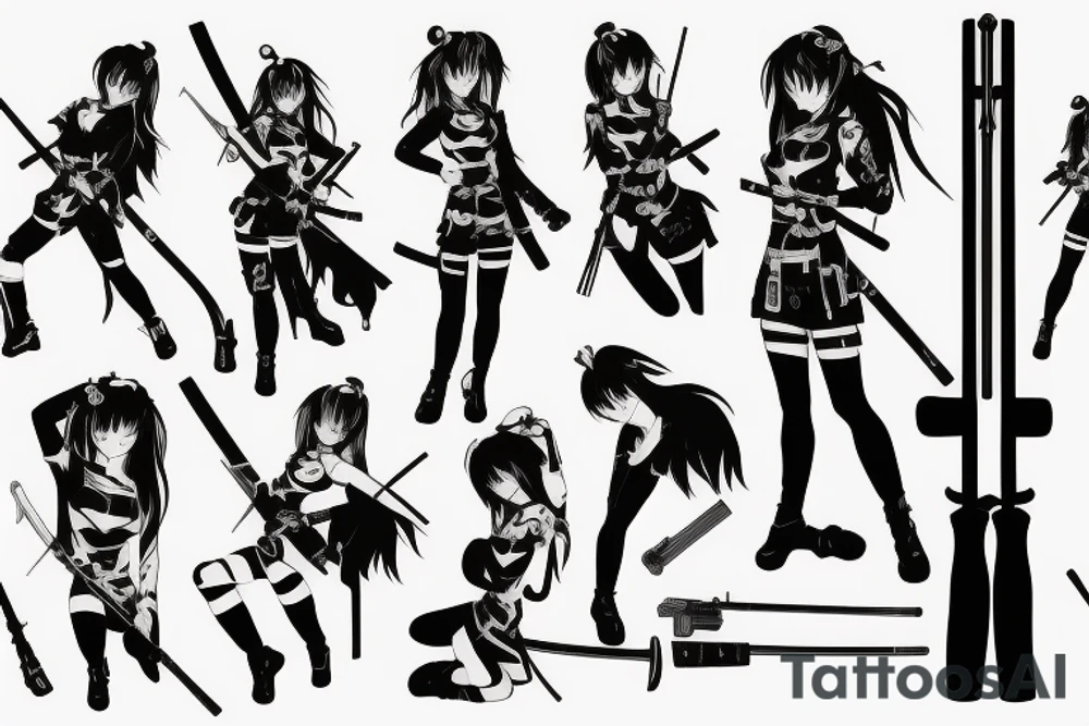 russian soldier anime girl with katana tattoo idea