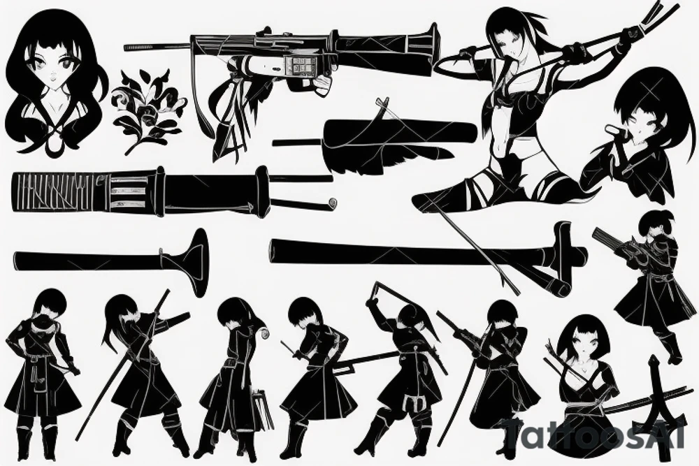 russian soldier anime girl with katana tattoo idea