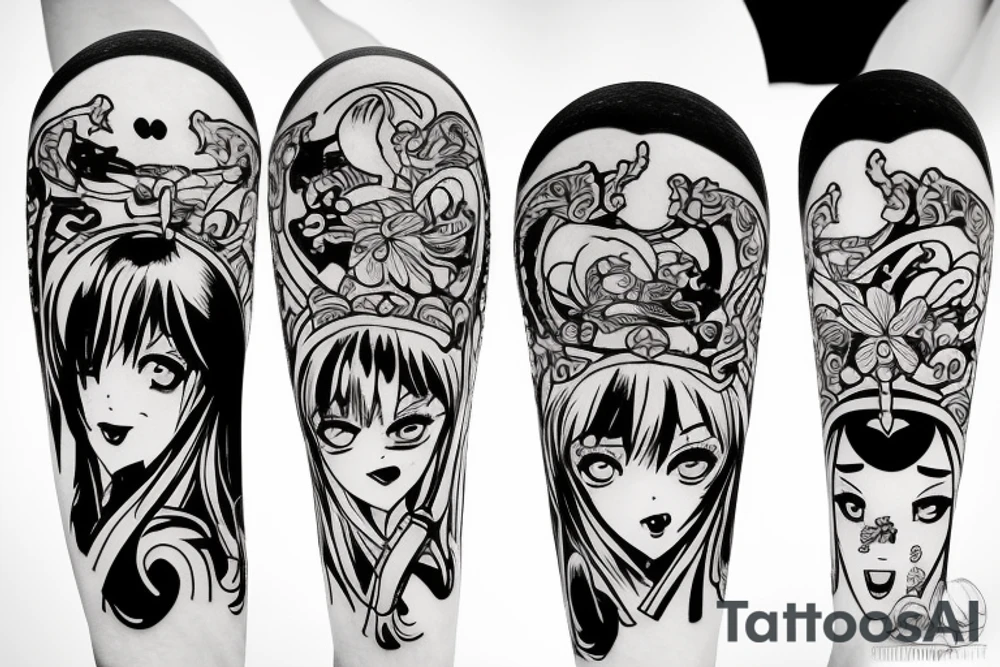 russian soldier anime girl with katana tattoo idea