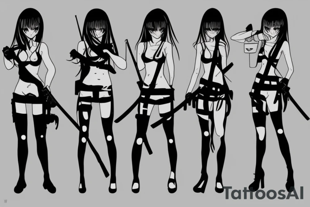 russian soldier anime girl with katana tattoo idea