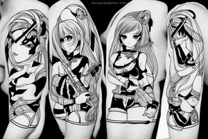 russian soldier anime girl with katana tattoo idea