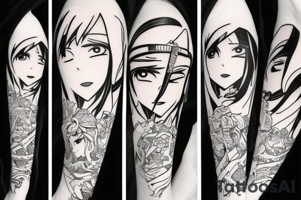 anime girl with katana tattoo idea