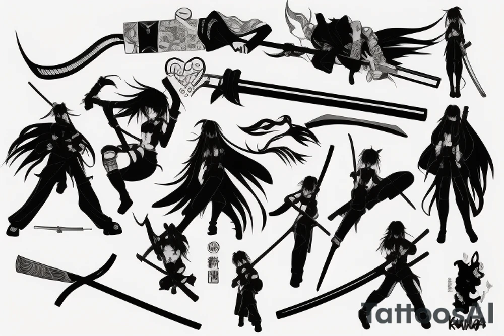 anime girl with katana tattoo idea