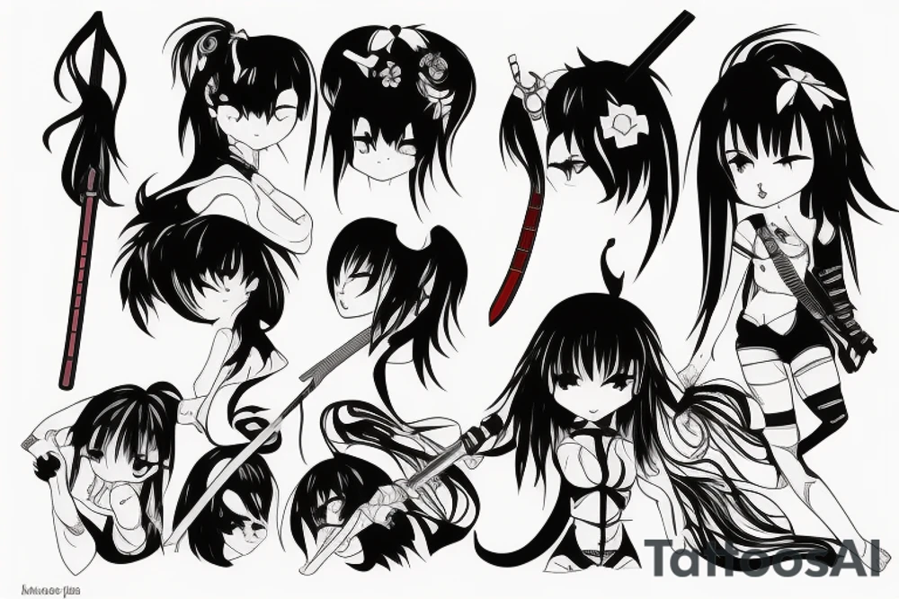 anime girl with katana tattoo idea