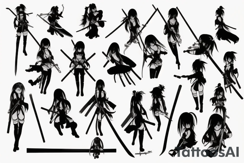 anime girl with katana tattoo idea