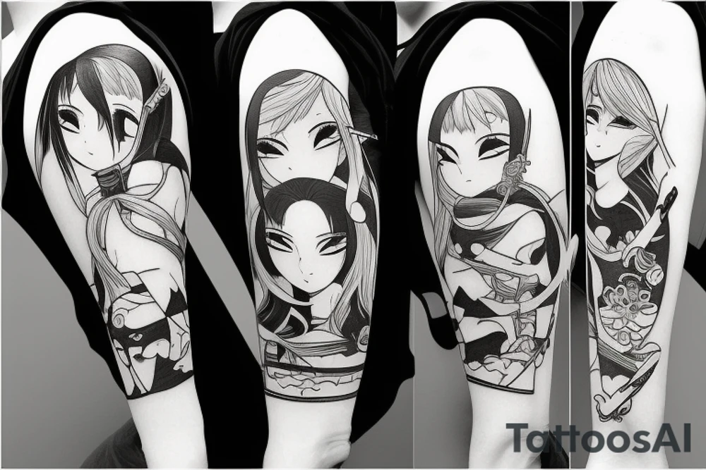 anime girl with katana tattoo idea