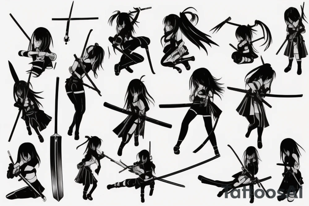 anime girl with katana tattoo idea