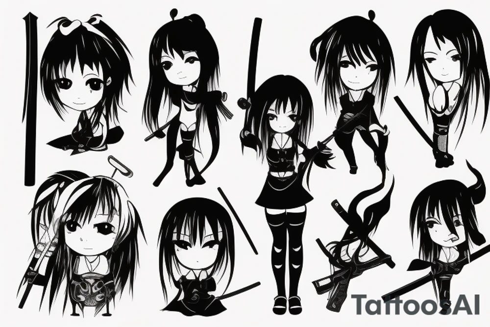 anime girl with katana tattoo idea