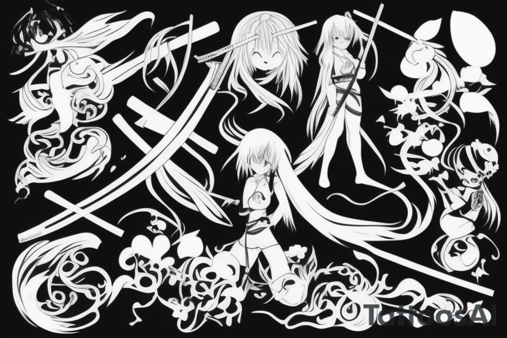 anime girl with katana tattoo idea