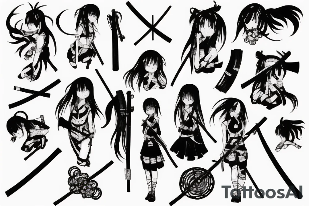anime girl with katana tattoo idea