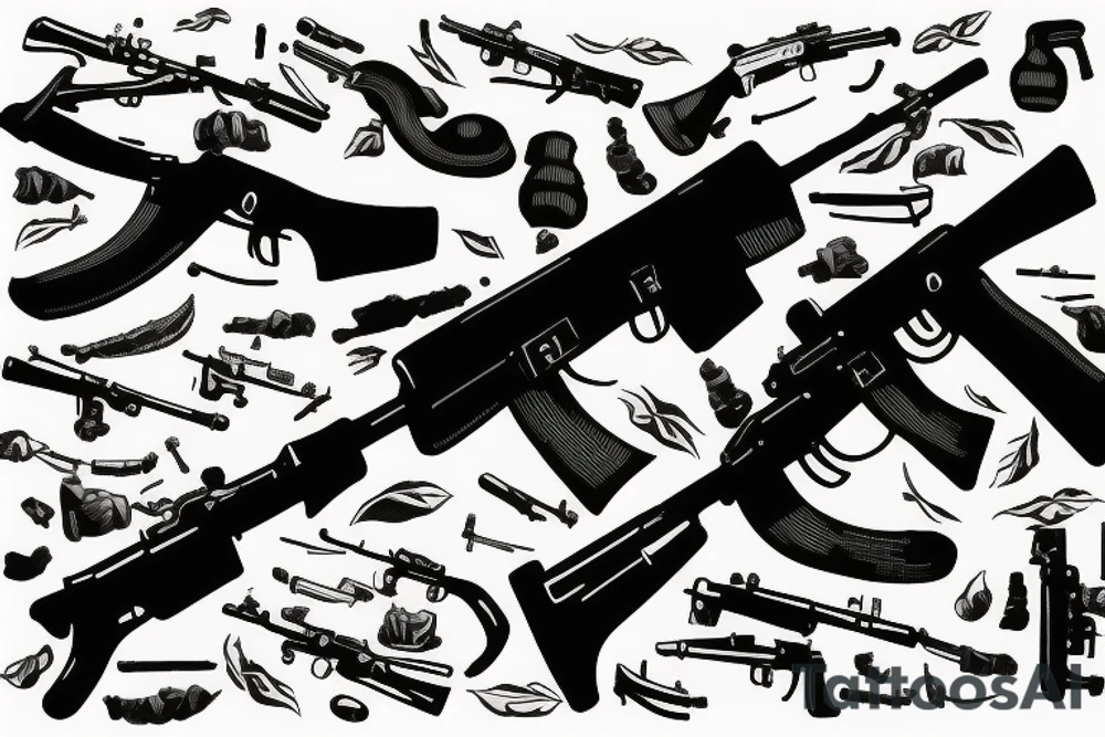 ak-74 rifle tattoo idea