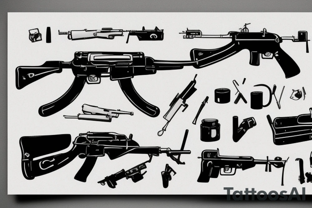 ak-74 rifle classic tattoo idea