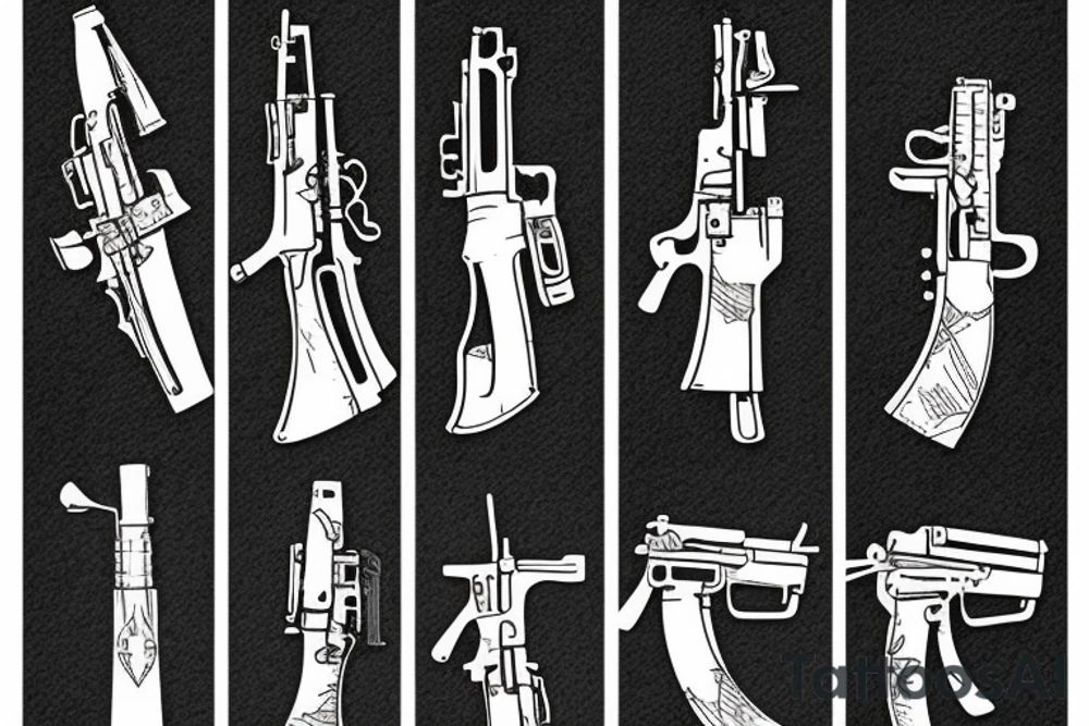 ak-74 rifle classic tattoo idea