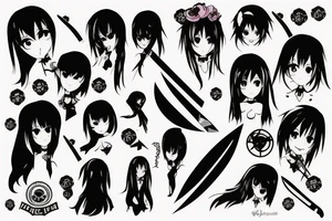 anime girl with knife tattoo idea