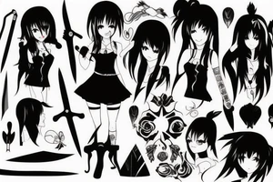 anime girl with knife tattoo idea
