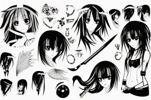 anime girl with knife tattoo idea