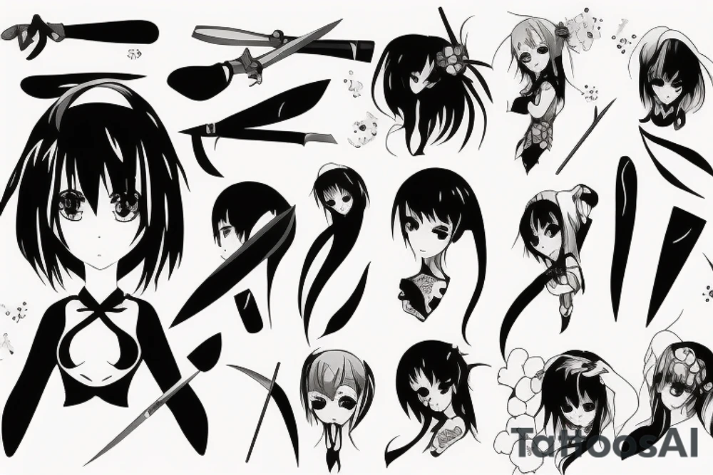 anime girl with knife tattoo idea