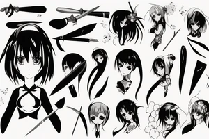 anime girl with knife tattoo idea