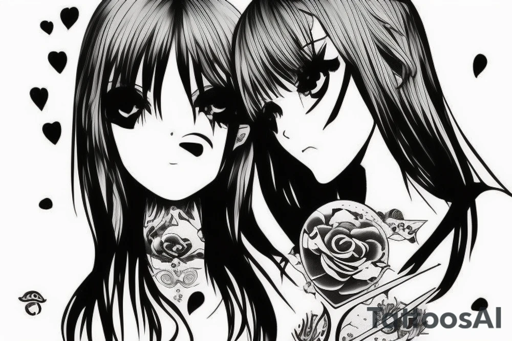 anime girl with knife tattoo idea