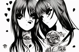 anime girl with knife tattoo idea