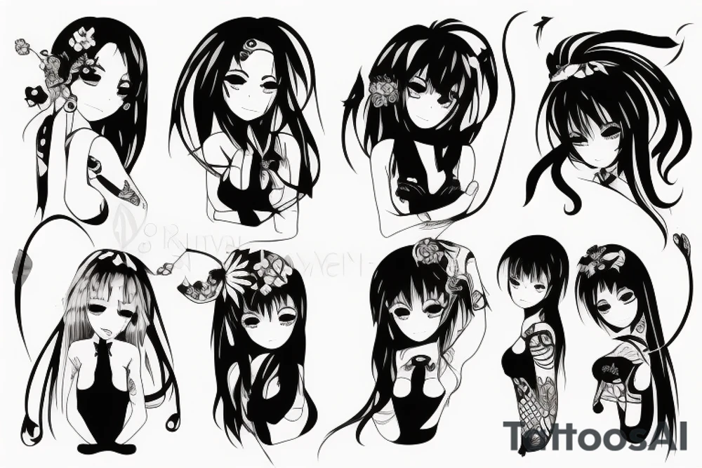 anime girl with knife tattoo idea