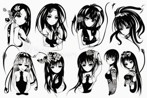 anime girl with knife tattoo idea