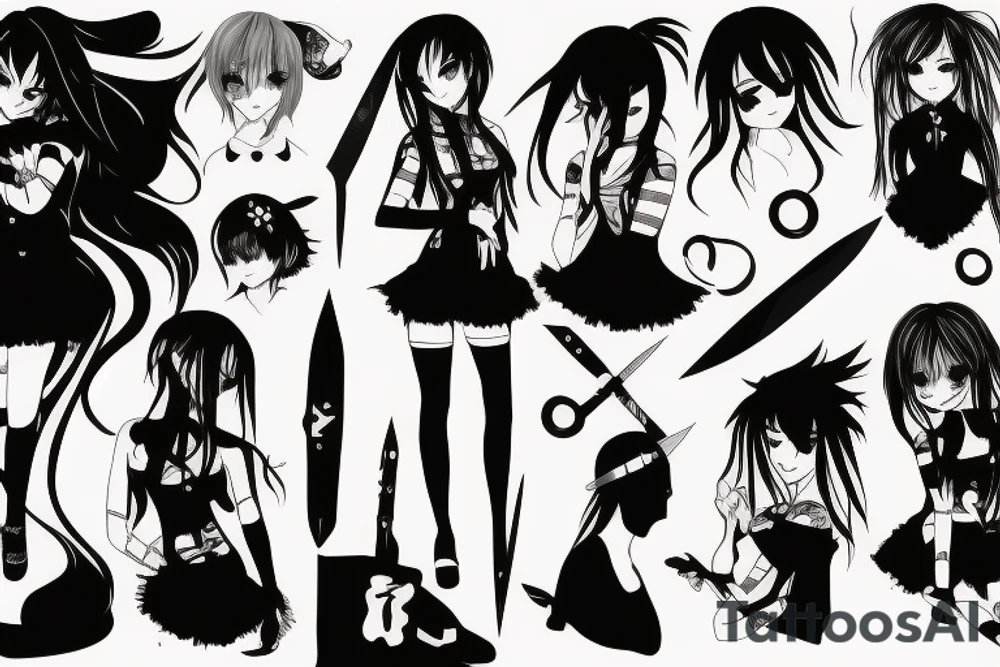 anime girl with knife tattoo idea