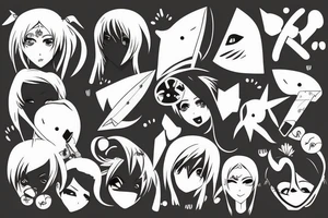 anime girl with knife and with facemask tattoo idea
