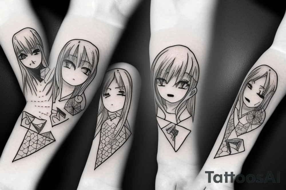 anime girl with knife tattoo idea